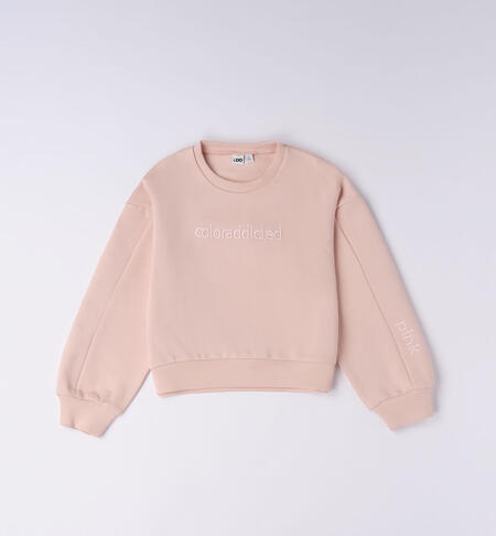 iDO crew neck sweatshirt for girls from 8 to 16 years ROSA CHIARO-2617