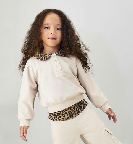 Felpa girocollo bambina BEIGE