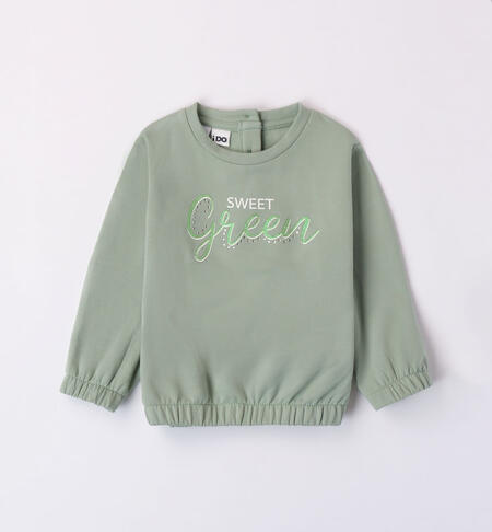 Girls' green crew neck sweatshirt GREEN