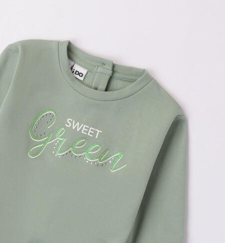 iDO green crew neck sweatshirt for girls from 9 months to 8 years VERDE SALVIA-4714