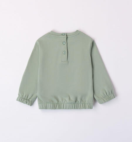 iDO green crew neck sweatshirt for girls from 9 months to 8 years VERDE SALVIA-4714