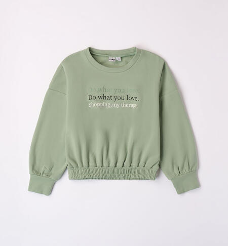 Girls' crew neck sweatshirt GREEN