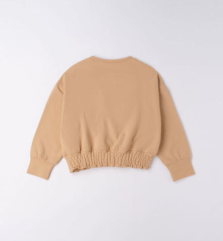 iDO crewneck sweatshirt with elastic for girls from 8 to 16 years BEIGE-0732