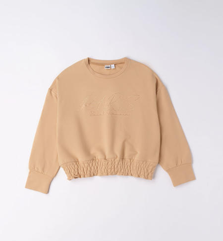 iDO crewneck sweatshirt with elastic for girls from 8 to 16 years BEIGE-0732