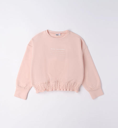 Felpa girocollo ragazza con elastico ROSA