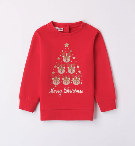 iDO red Christmas sweatshirt for girls from 9 months to 8 years ROSSO-2253