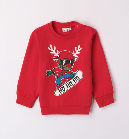 iDO red Christmas sweatshirt for boys aged 9 months to 8 years ROSSO-2253