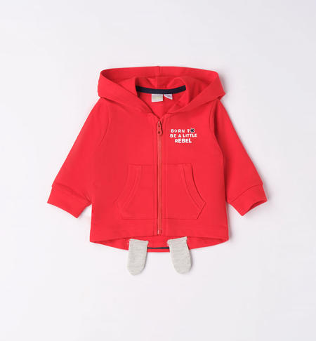 Felpa neonato con cappuccio e orecchie ROSSO