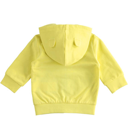 Baby sweatshirt in 100% cotton with hood with ears for newborn from 1 to 24 months iDO GIALLO-1417