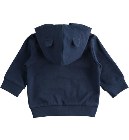 Baby sweatshirt in 100% cotton with hood with ears for newborn from 1 to 24 months iDO NAVY-3854
