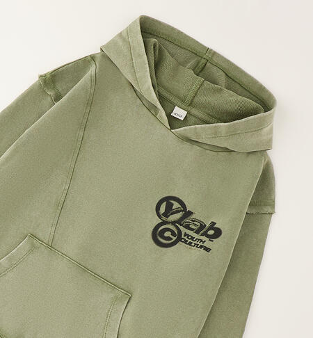 Felpa per ragazzo in cotone VERDE SALVIA-5454