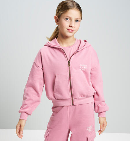 Felpa ragazza 100% cotone ROSA ANTICO-2748