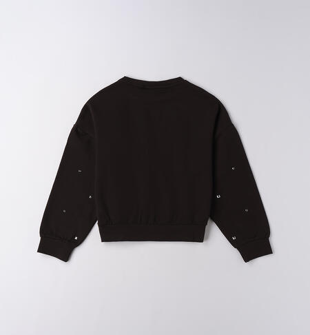 Felpa ragazza con strass NERO-0658