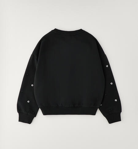 Felpa ragazza con strass NERO-0658