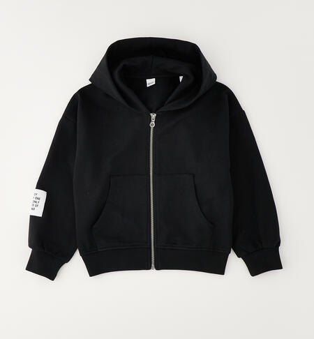 Girls' zip-up sweatshirt BLACK