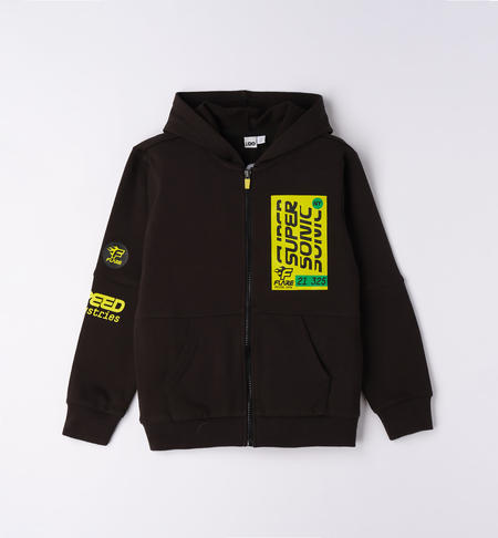 Felpa ragazzo 100% cotone con cappuccio da 8 a 16 anni iDO NERO-0658