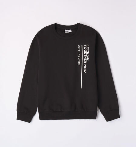 Boys' printed 100% cotton sweatshirt BLACK