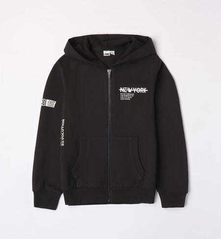 Boys' hoodie with pockets BLACK