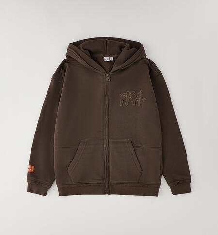 Felpa ragazzo con zip MARRONE