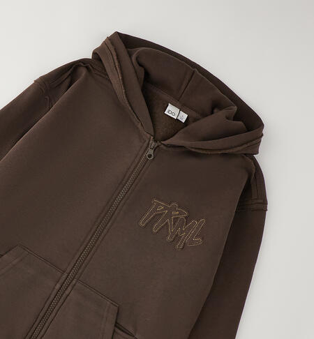 Felpa ragazzo con zip MARRONE-0854
