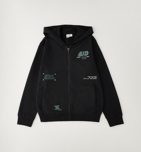 Felpa ragazzo full-zip NERO