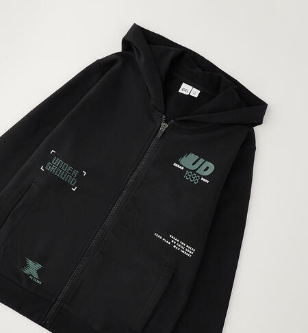 Felpa ragazzo full-zip NERO-0658