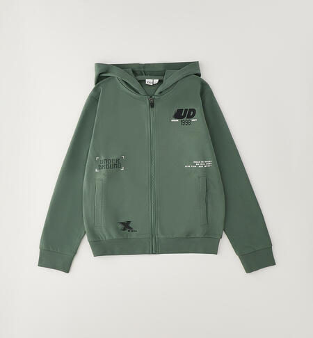 Felpa ragazzo full-zip VERDE MILITARE-4717