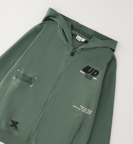 Felpa ragazzo full-zip VERDE MILITARE-4717