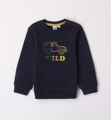 Boys' sweatshirt with embroidered jeep BLUE
