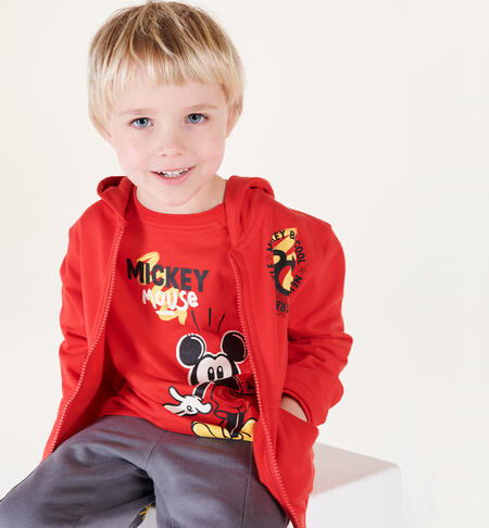 iDO red Disney Mickey Mouse sweatshirt for boys from 3 to 8 years ROSSO-2236