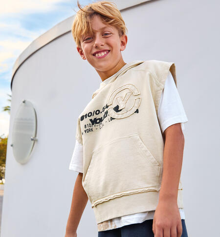 Felpa smanicata per ragazzo PANNA