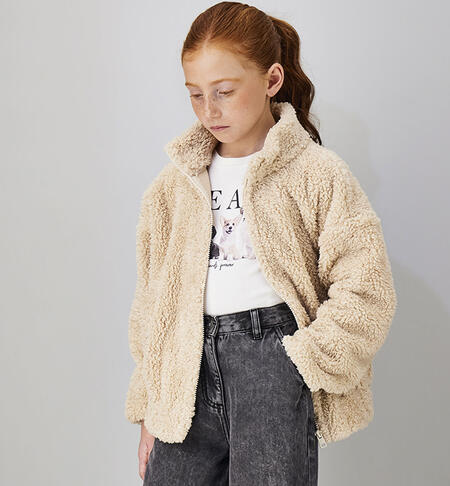 Felpa teddy per ragazza BEIGE