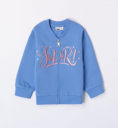 Felpa zip bambina con strass AZZURRO