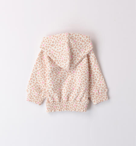 Girls' zip-up sweatshirt PANNA-BEIGE-6AAC