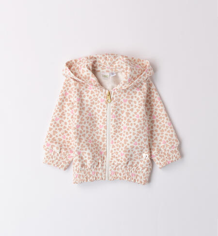 Girls' zip-up sweatshirt PANNA-BEIGE-6AAC