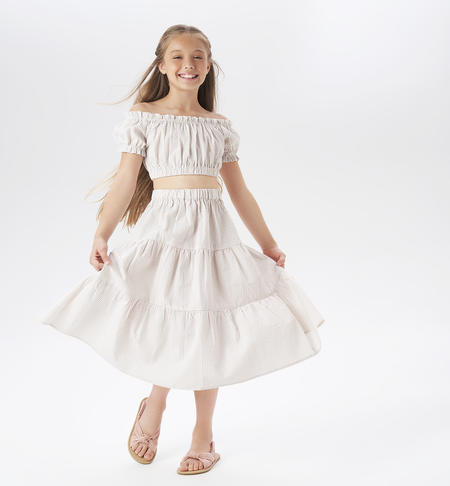 Fresco completo rigato ragazza BEIGE