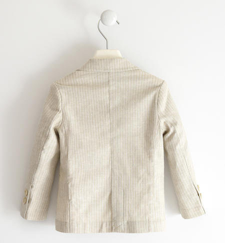 Fresh linen and viscose jacket with striped pattern for boys from 6 months to 8 years by iDO BEIGE-0451
