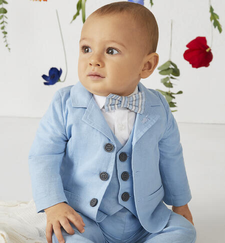 Boys' elegant jacket in linen AZZURRO-3872