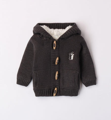 iDO cardigan with hood for boys from 1 to 24 months GRIGIO SCURO MELANGE-8963