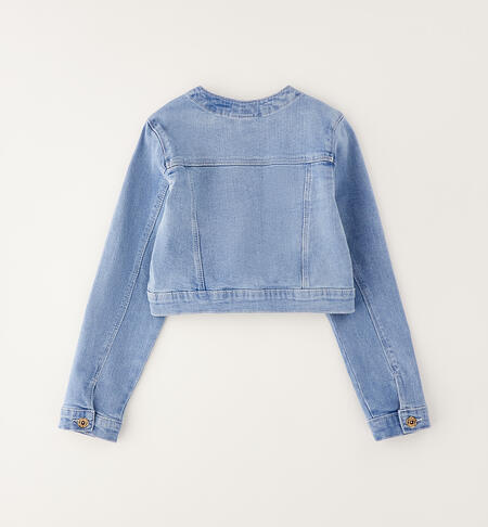 Giacca jeans per ragazza BLU CHIARO LAVATO-7310