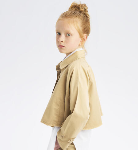 Cape style jacket for girls BEIGE-0764
