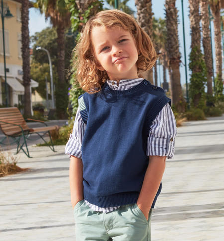 iDO tricot sleeveless jumper for boys from 9 months to 8 years NAVY-3854