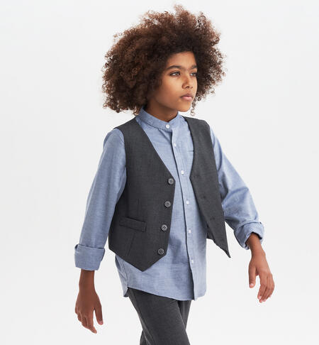 iDO elegant waistcoat for boys from 8 to 16 years GRIGIO MELANGE SCURO-8994