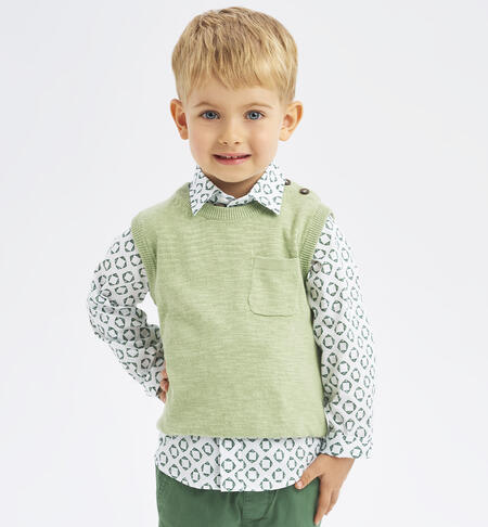 Boys' waistcoat in tricot VERDE OLIVA-4911