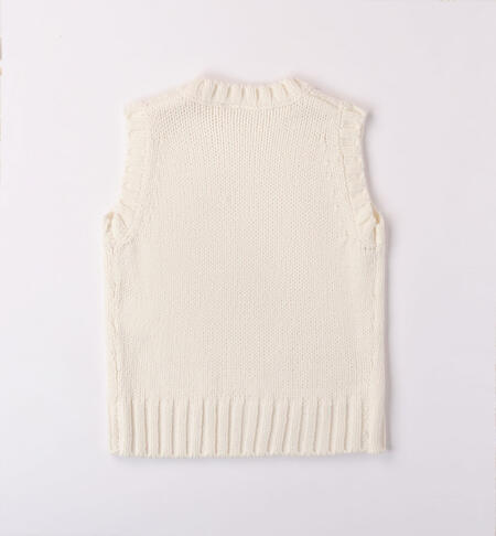 Gilet in tricot per ragazza da 8 a 16 anni iDO PANNA-0112