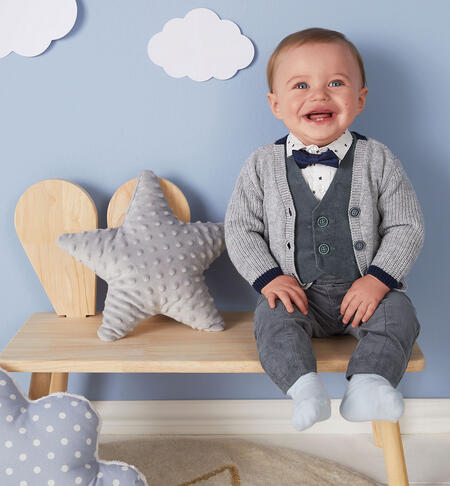 iDO velvet waistcoat for boys from 1 to 24 months GRIGIO SCURO-0564