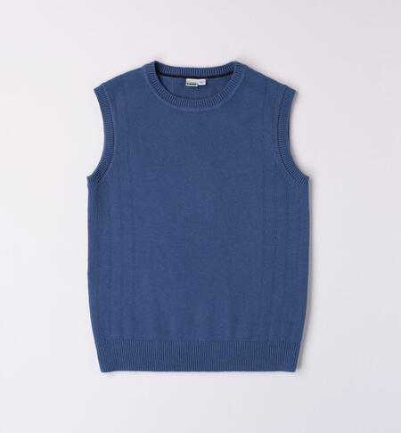 Boys' ribbed knit tank top BLUE