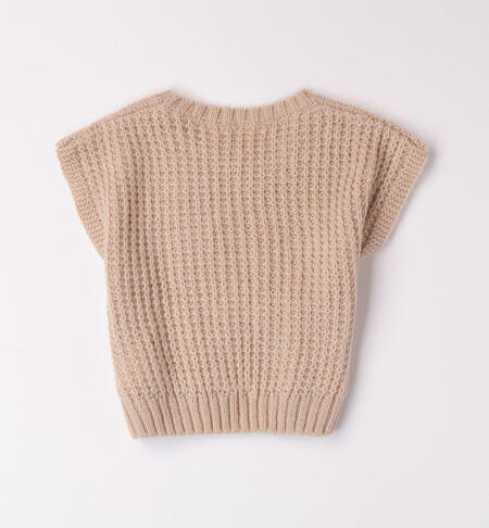 iDO knitted tank top for girls from 8 to 16 years BEIGE-0434