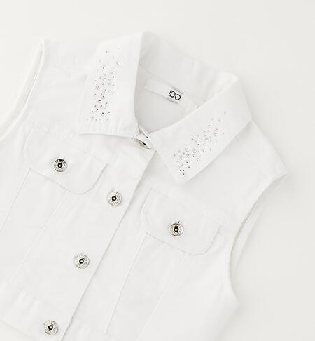 Gilet smanicato bambina BIANCO-0113