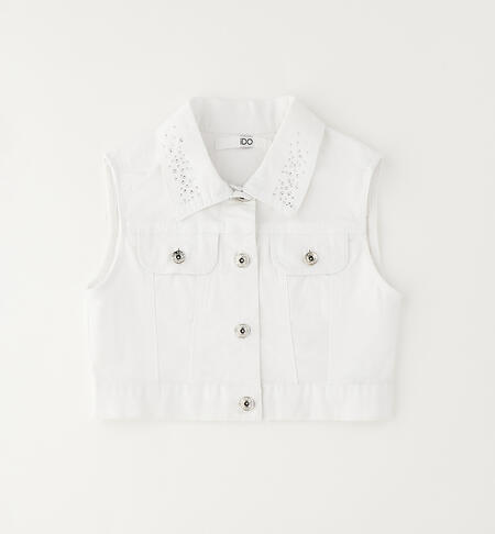 Gilet smanicato bambina BIANCO-0113